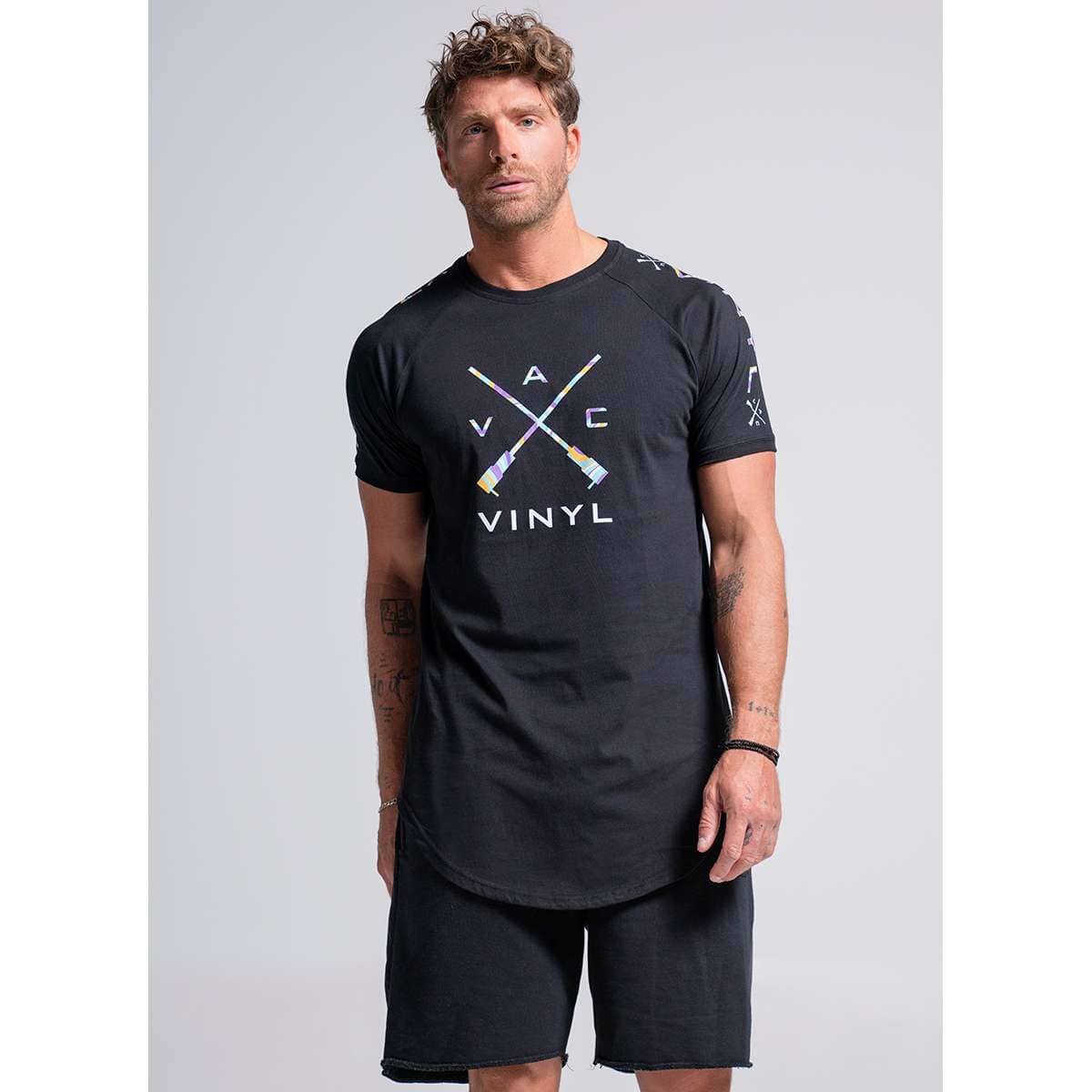 VINYL ART CLOTHING LINED COLOURS T-SHIRT 82960-01 BLACK