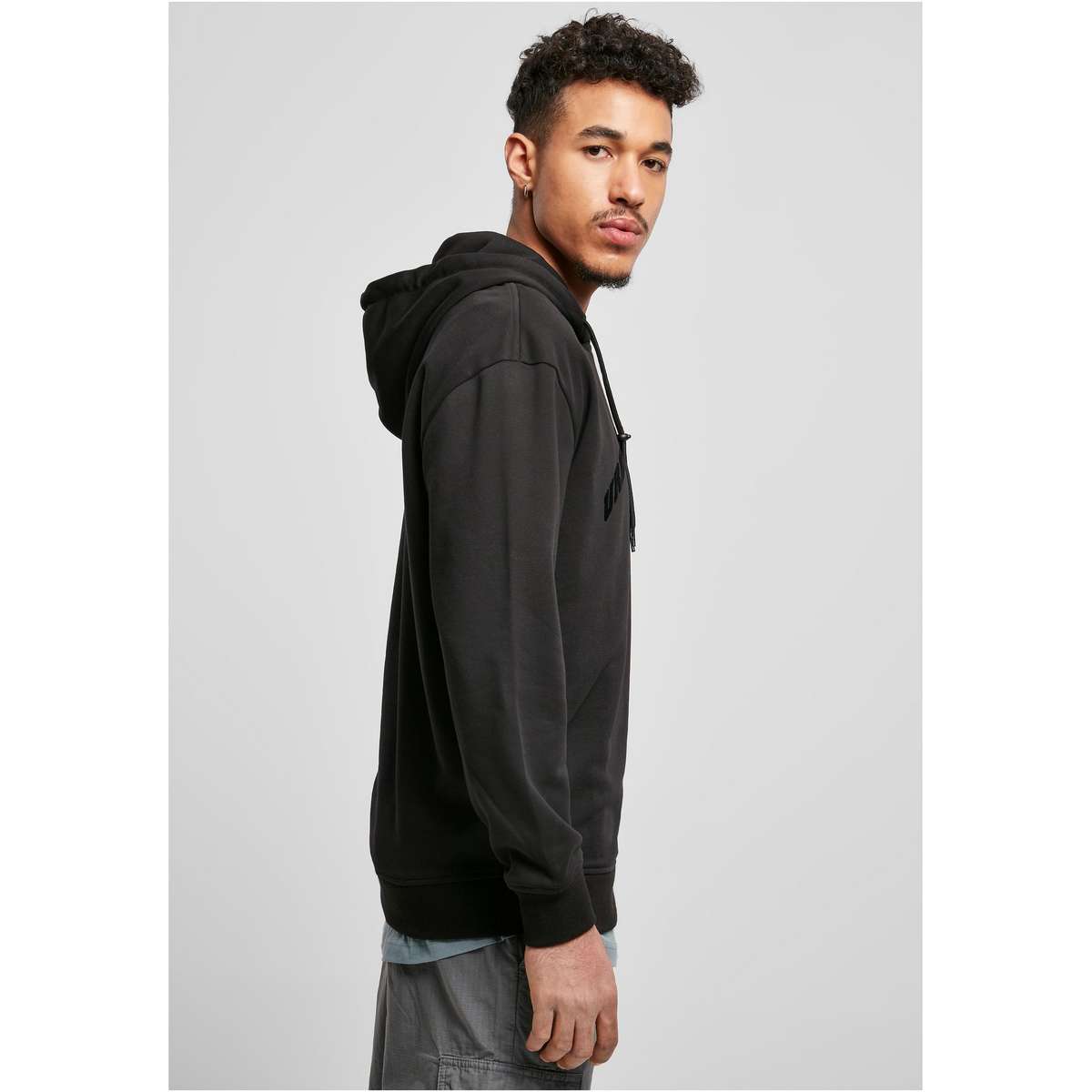 URBAN CLASSICS MEN’S REGULAR FIT COTTON GATE HOODY TB4484 BLACK