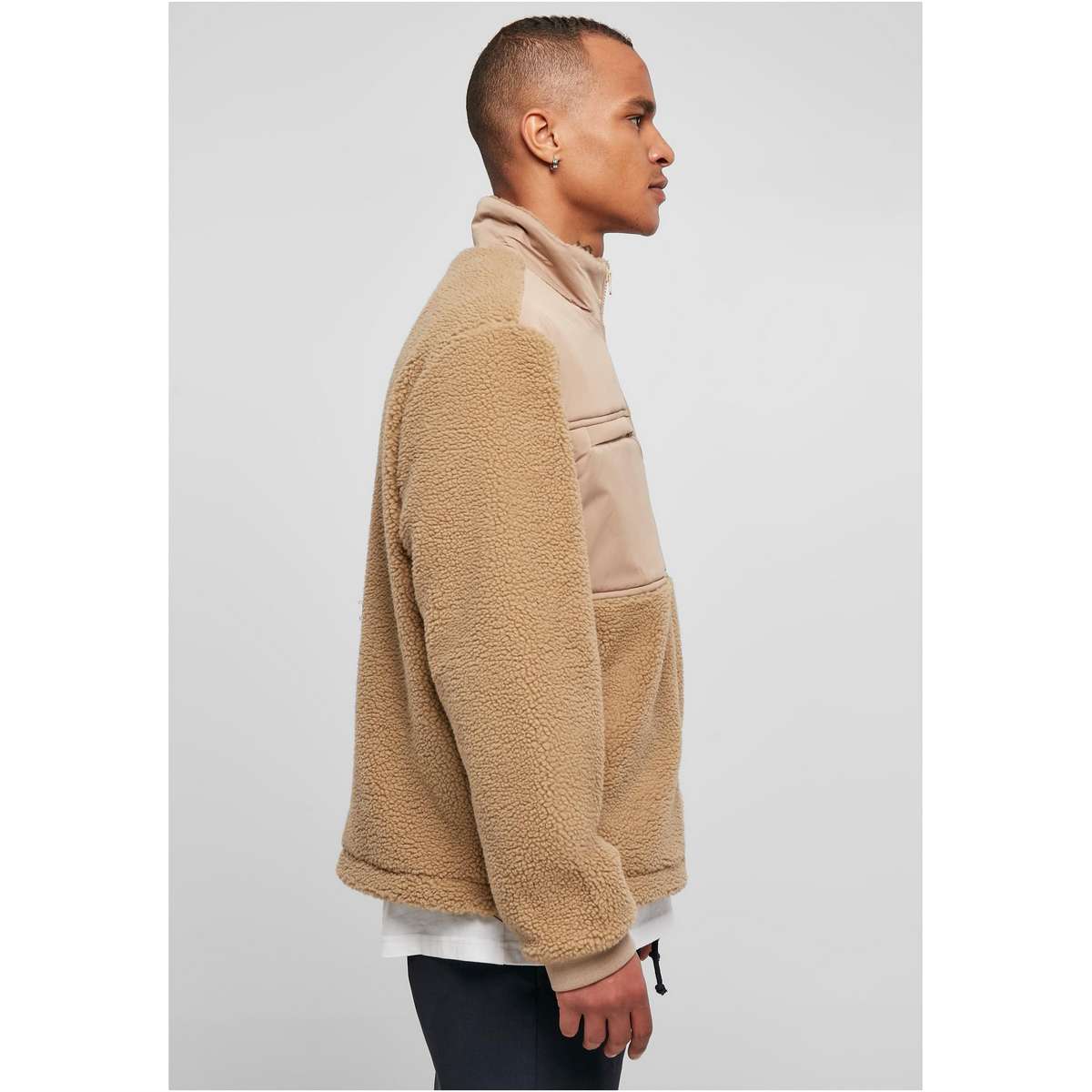 URBAN CLASSICS MEN’S REGULAR FIT POLYESTER PATCHED SHERPA JACKET TB5539 UNIONBEIGE