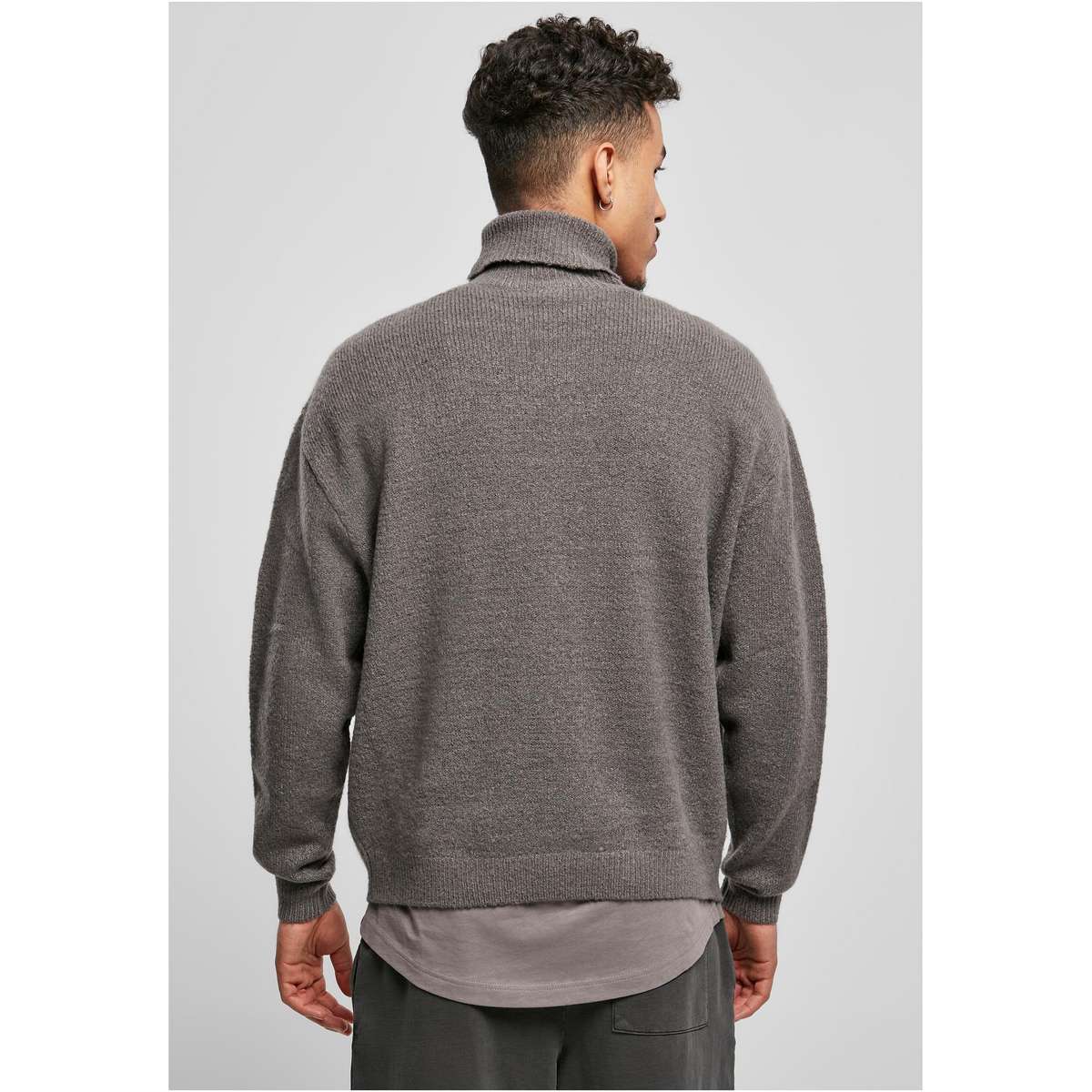 URBAN CLASSICS MEN’S OVERSIZE FIT ACRYLIC ROLL NECK SWEATER TB4496 ASPHALT