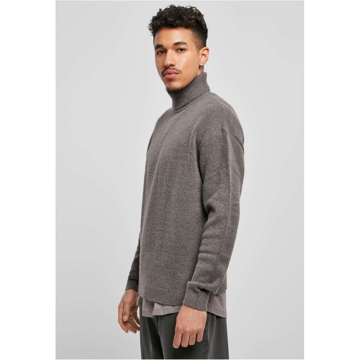URBAN CLASSICS MEN’S OVERSIZE FIT ACRYLIC ROLL NECK SWEATER TB4496 ASPHALT