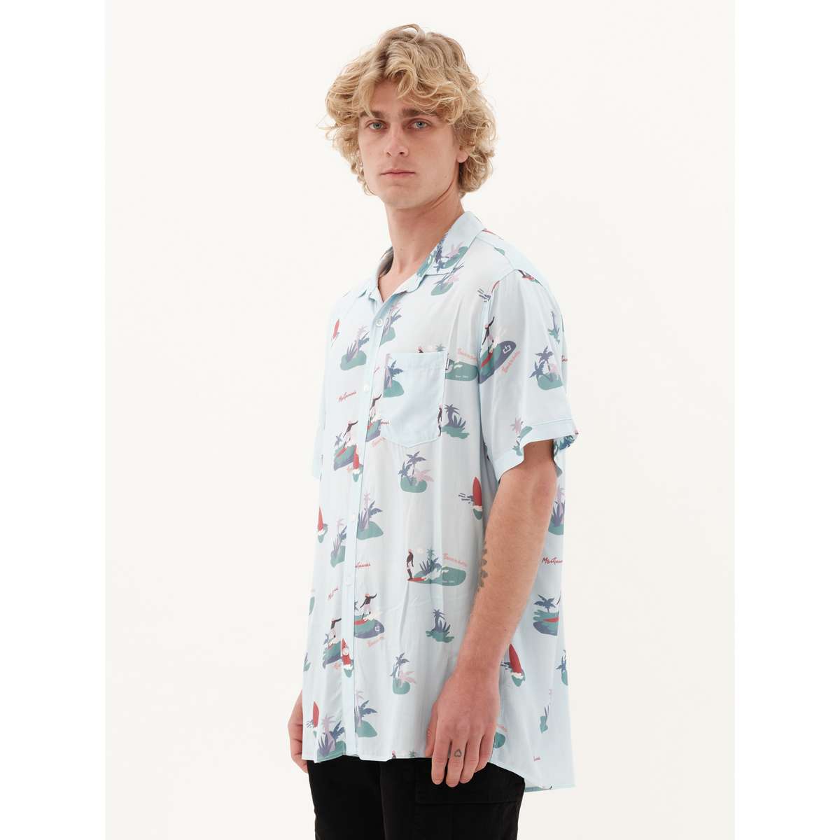 EMERSON MEN’S REGULAR FIT VISCOSE ΚΟΝΤΟΜΑΝΙΚΟ ΠΟΥΚΑΜΙΣΟ ΜΕ ΜΟΤΙΒΟ