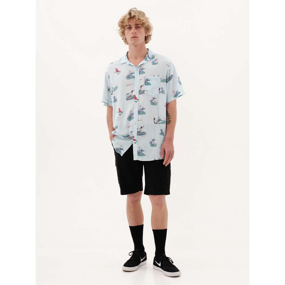 EMERSON MEN’S REGULAR FIT VISCOSE ΚΟΝΤΟΜΑΝΙΚΟ ΠΟΥΚΑΜΙΣΟ ΜΕ ΜΟΤΙΒΟ