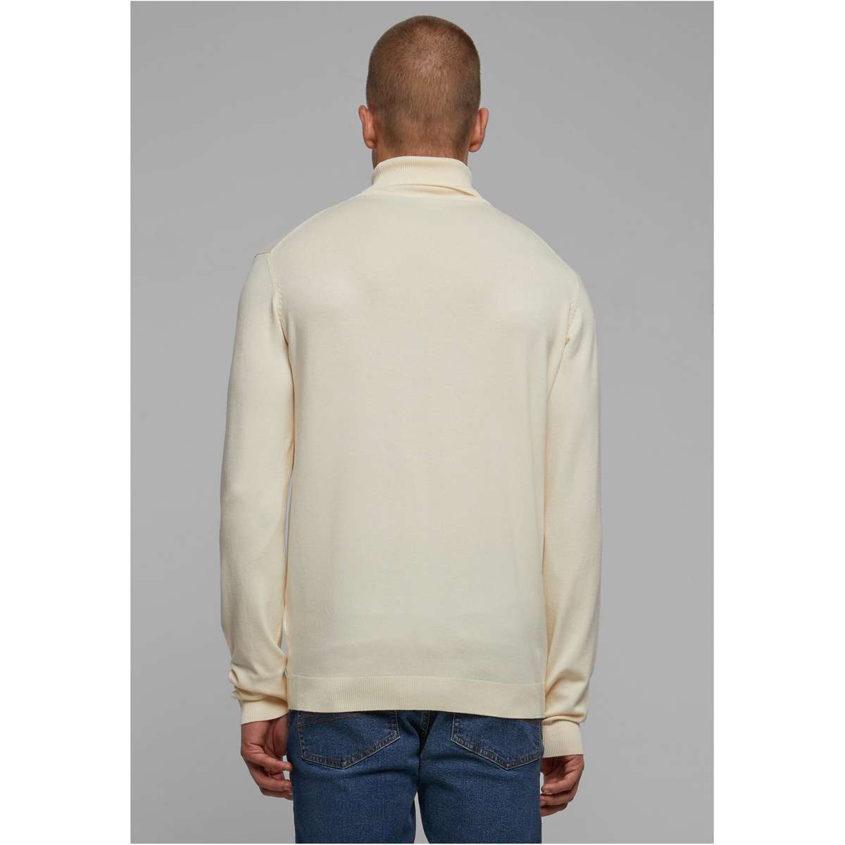 URBAN CLASSICS MEN’S REGULAR FIT VISCOSE KNITTED TURTLENECK SWEATER WHITESAND