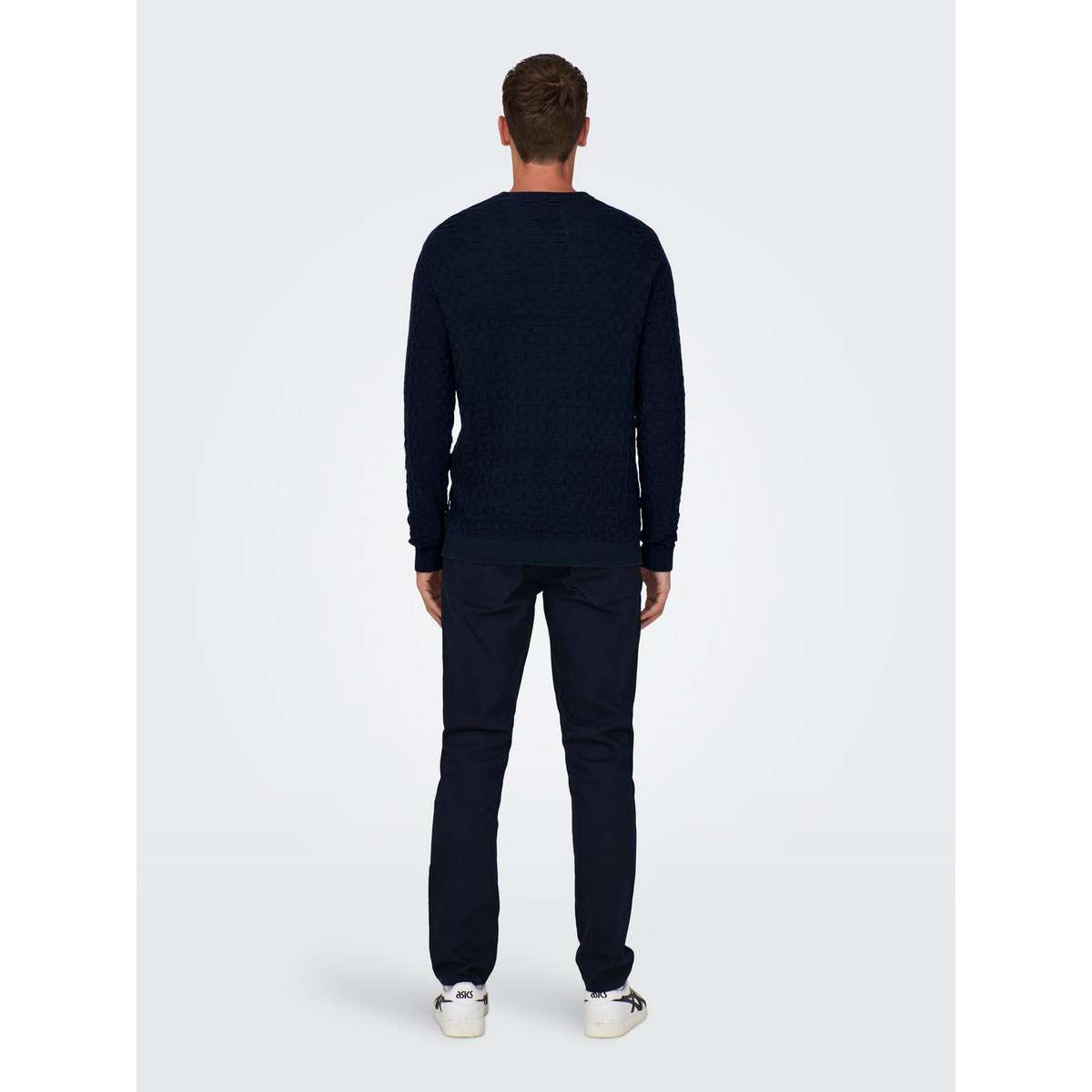ONLY & SONS MEN’S REGULAR FIT COTTON CREW NECK PULLOVER 22026559 DARK NAVY