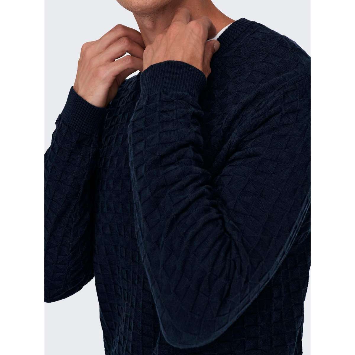 ONLY & SONS MEN’S REGULAR FIT COTTON CREW NECK PULLOVER 22026559 DARK NAVY