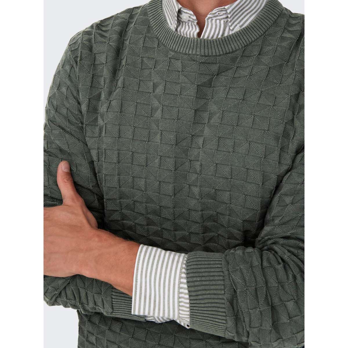 ONLY & SONS MEN΄S REGULAR FIT COTTON CREW NECK PULLOVER 22026559 CASTOR GREY