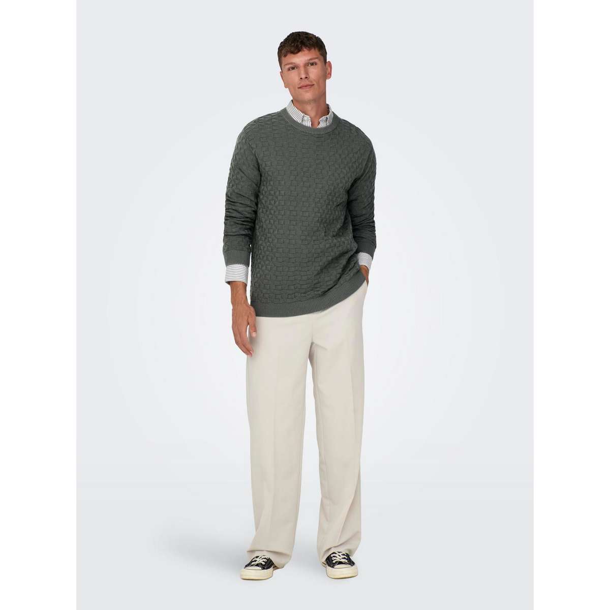 ONLY & SONS MEN΄S REGULAR FIT COTTON CREW NECK PULLOVER 22026559 CASTOR GREY