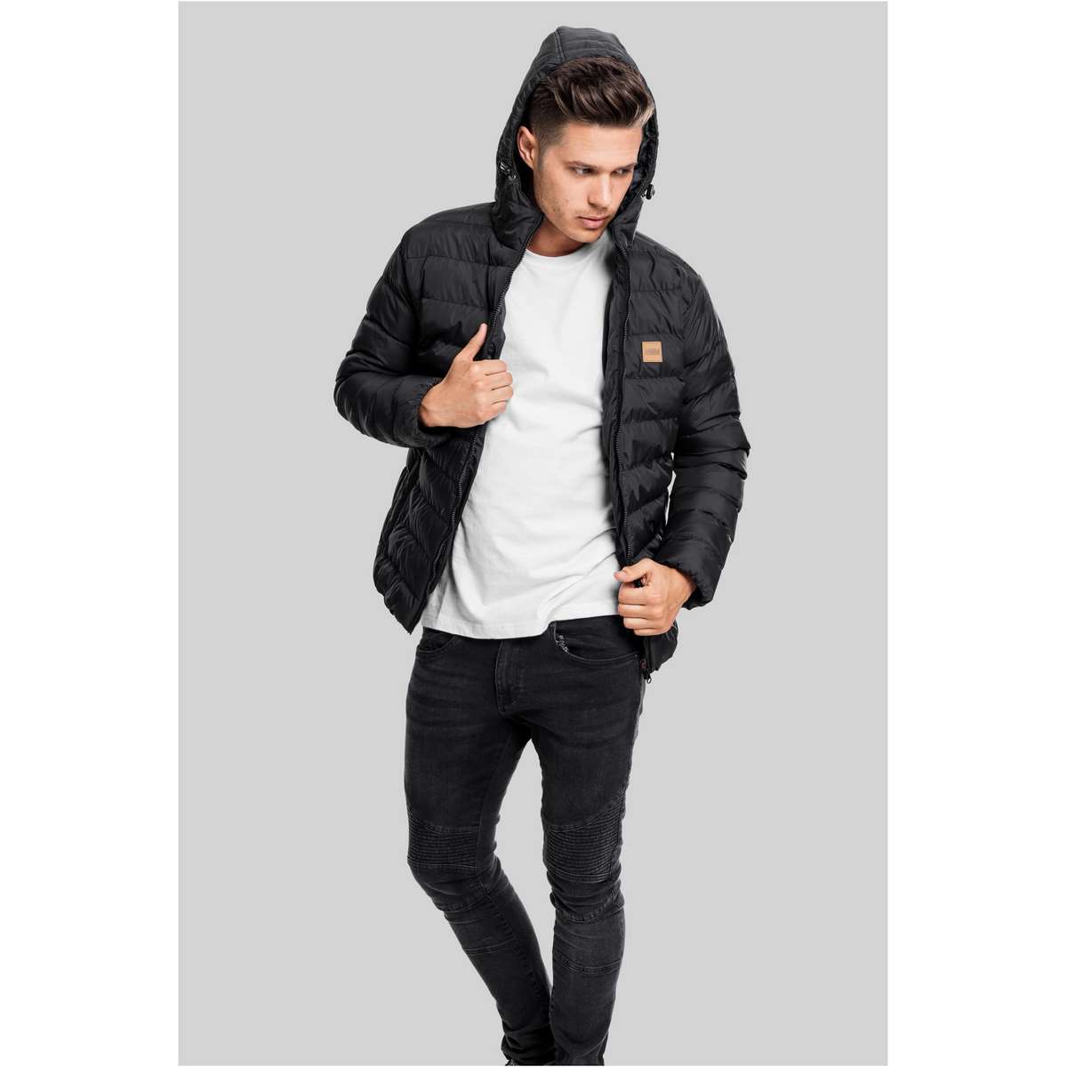 URBAN CLASSICS MEN’S REGULAR FIT POLYESTER BASIC BUBBLE JACKET BLACK