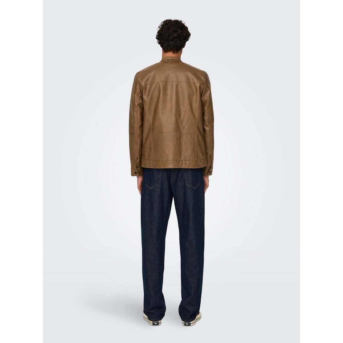 ONLY & SONS MEN’S REGULAR FIT PU LEATHER JACKET 22011975 MONKS ROBE