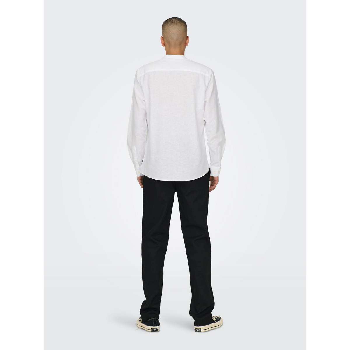 ONLY & SONS MEN΄S SLIM FIT LS SOLID LINEN MAO SHIRT 22019173 WHITE