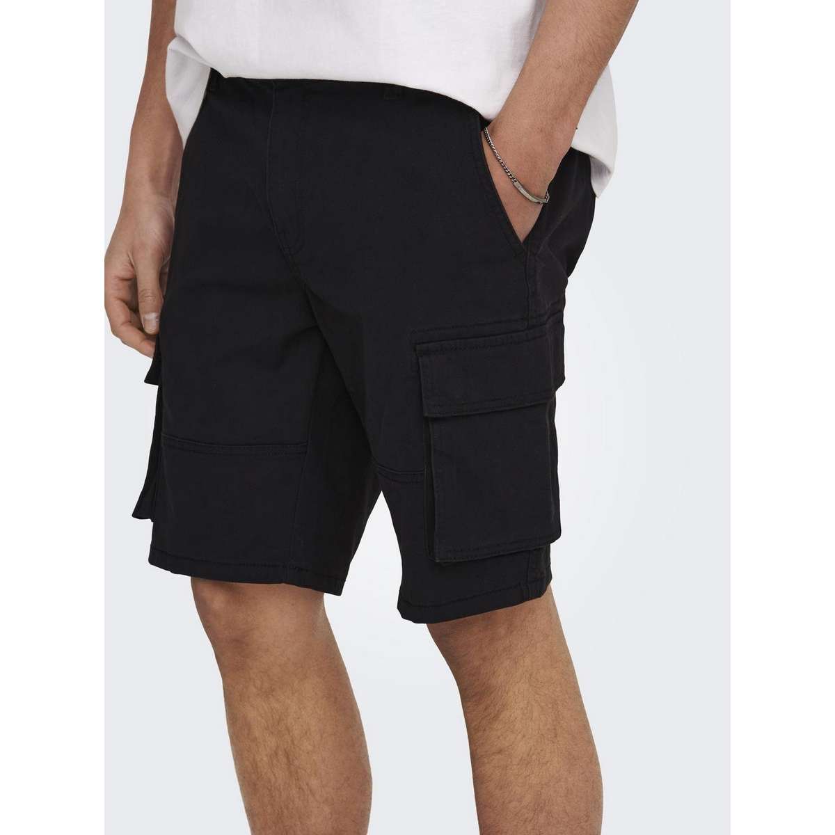ONLY & SONS REGULAR FIT CARGO SHORTS 22016689 BLACK