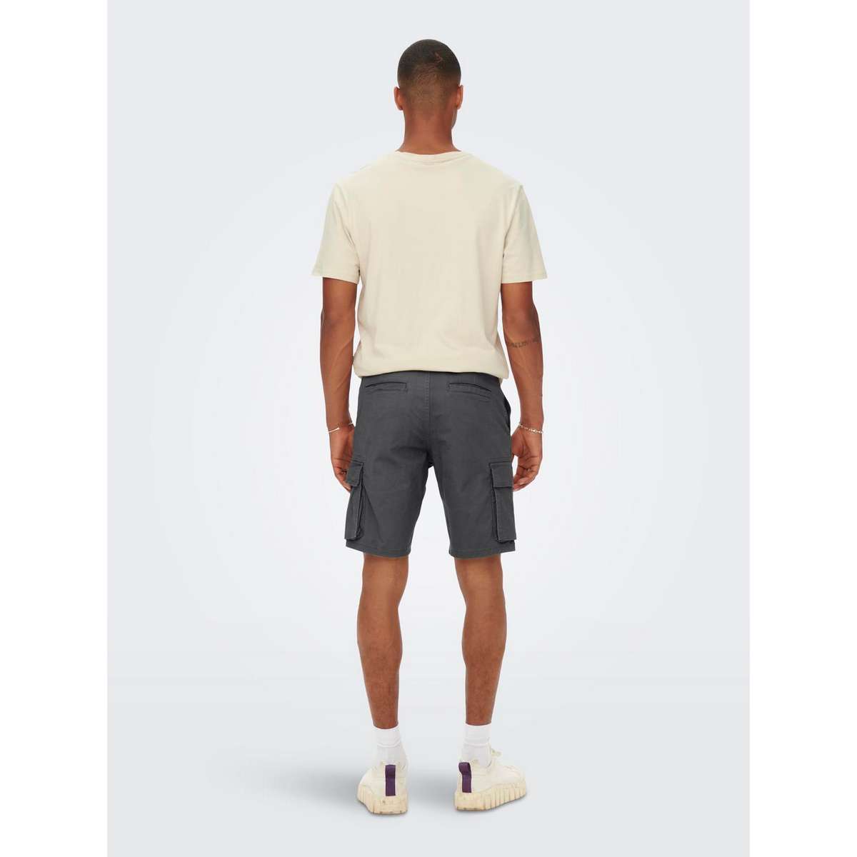 ONLY & SONS REGULAR FIT CARGO SHORTS 22016689 GREY PINSTRIPE