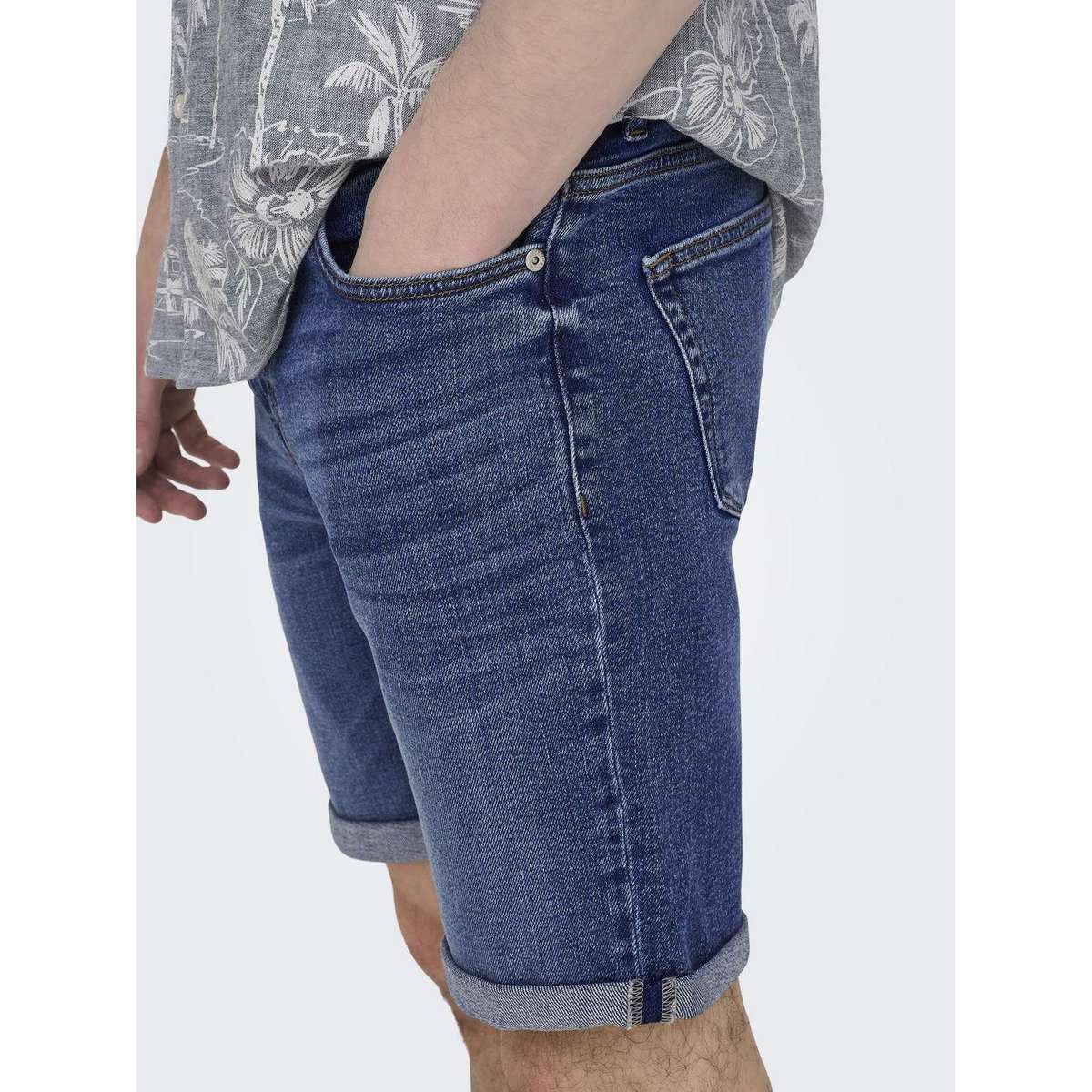 ONLY & SONS MEN΄S SLIM FIT JEANS SHORTS 22028773 DARK BLUE DENIM