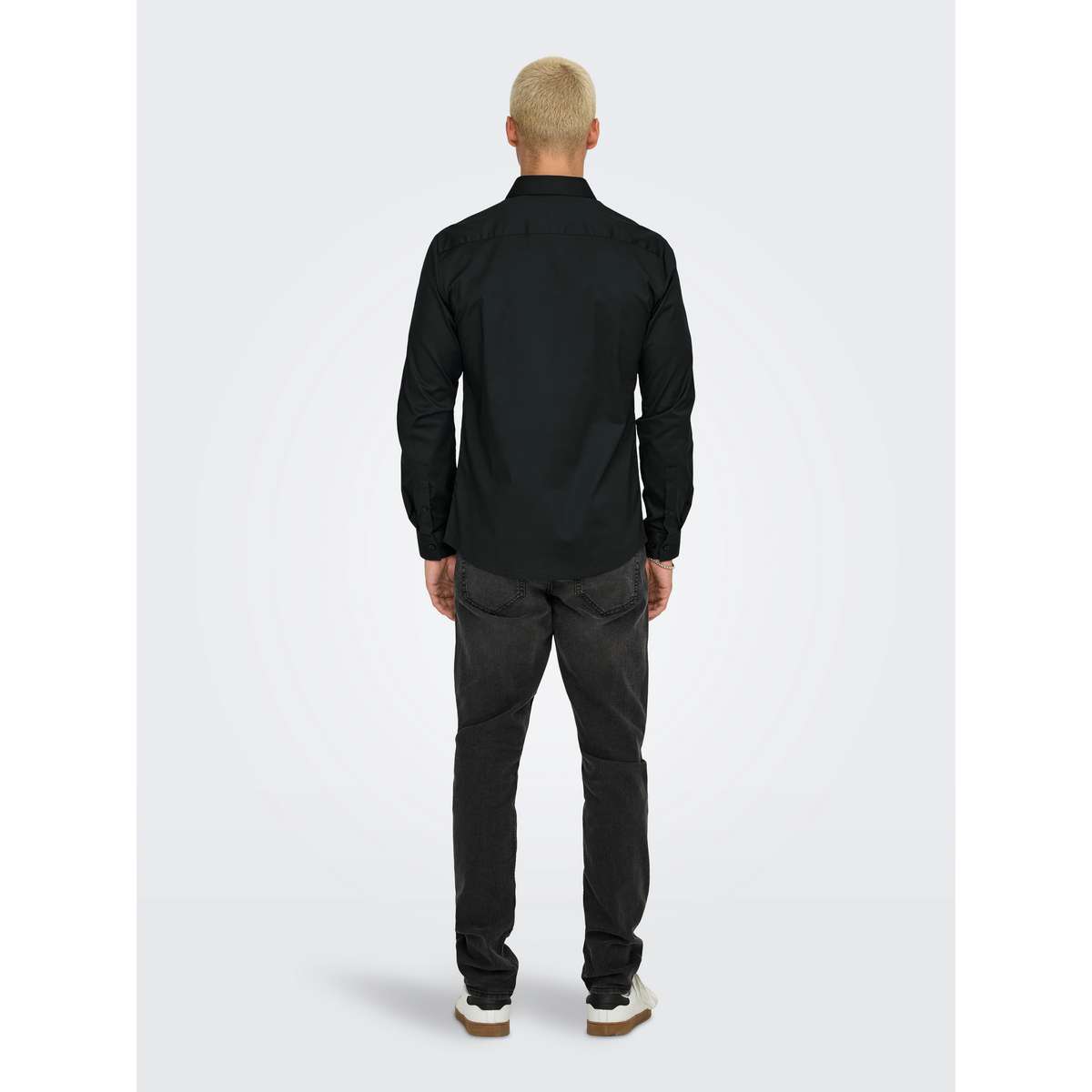 ONLY & SONS MEN΄S JORDAN LIFE SLIM FIT COTTON TWILL LS SHIRT 22029760 BLACK