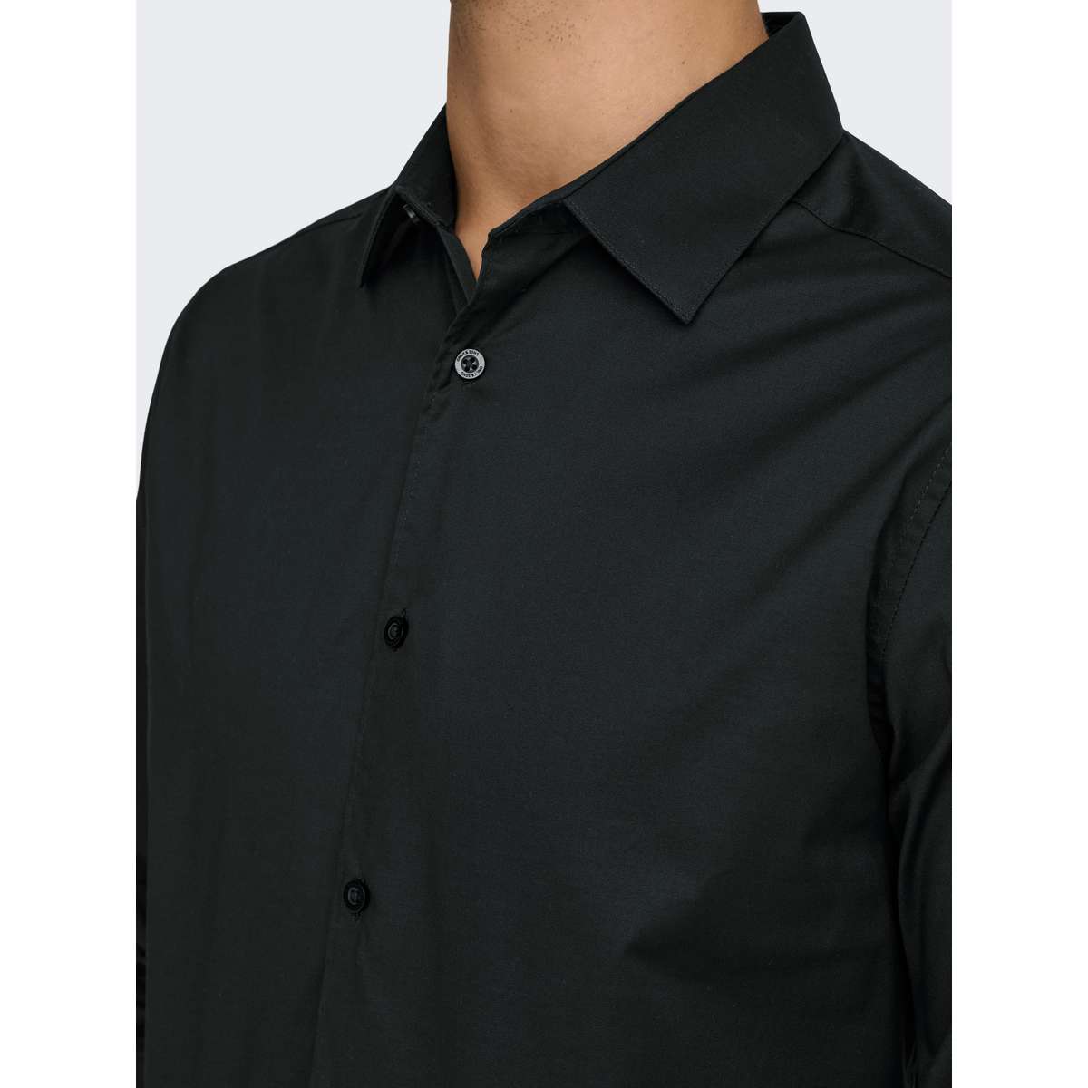 ONLY & SONS MEN΄S JORDAN LIFE SLIM FIT COTTON TWILL LS SHIRT 22029760 BLACK