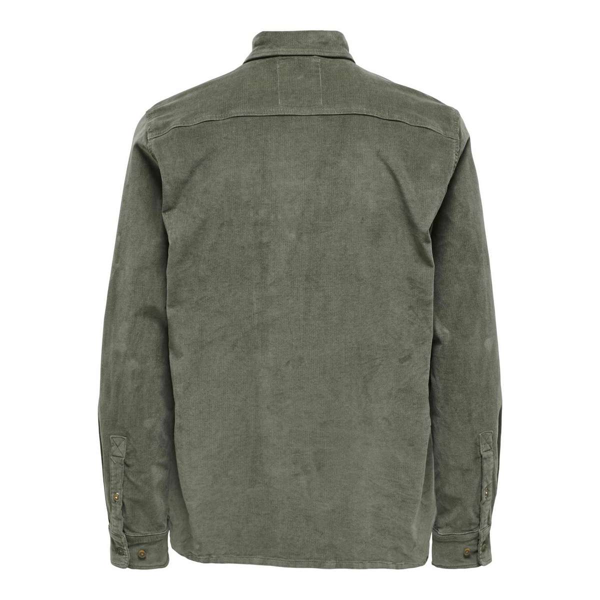 ONLY & SONS MICHAEL MEN΄S REGULAR FIT COTTON CORD STRETCH LS SHIRT CASTOR GRAY/DARK GREY - Γκρι - S