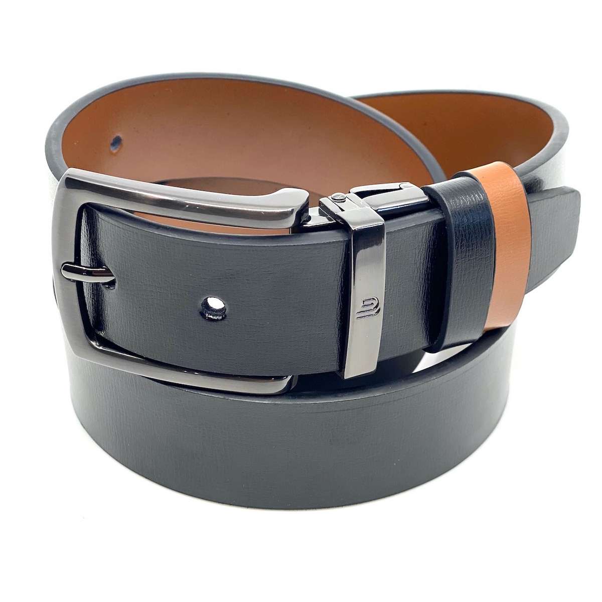 LEGEND ACCESSORIES ΑΝΔΡΙΚΗ ΔΕΡΜΑΤΙΝΗ ΖΩΝΗ ΔΙΠΛΗΣ ΟΨΕΩΣ ΜΑΥΡΟ ΜΕ ΤΑΜΠΑ LGD-34