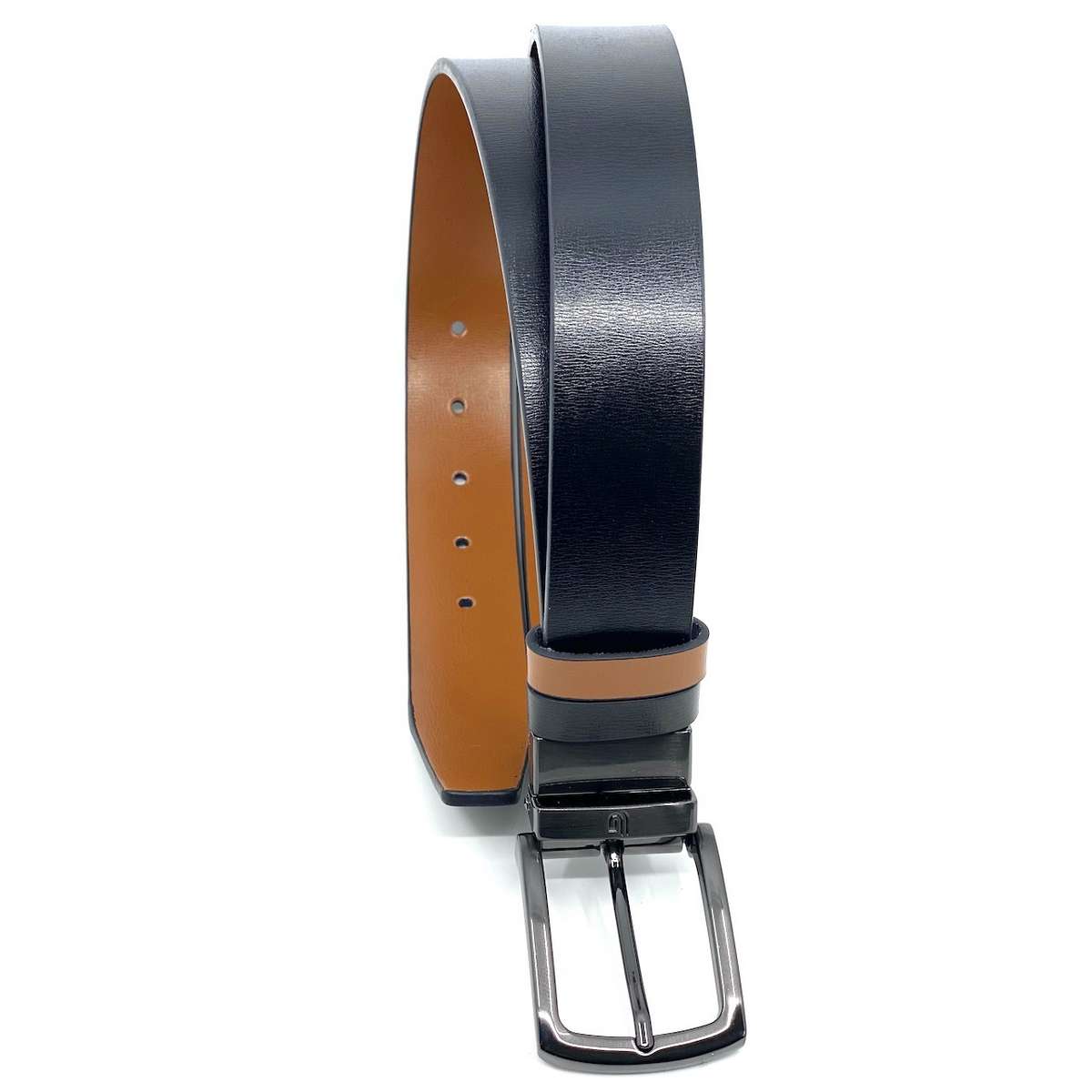LEGEND ACCESSORIES ΑΝΔΡΙΚΗ ΔΕΡΜΑΤΙΝΗ ΖΩΝΗ ΔΙΠΛΗΣ ΟΨΕΩΣ ΜΑΥΡΟ ΜΕ ΤΑΜΠΑ LGD-34