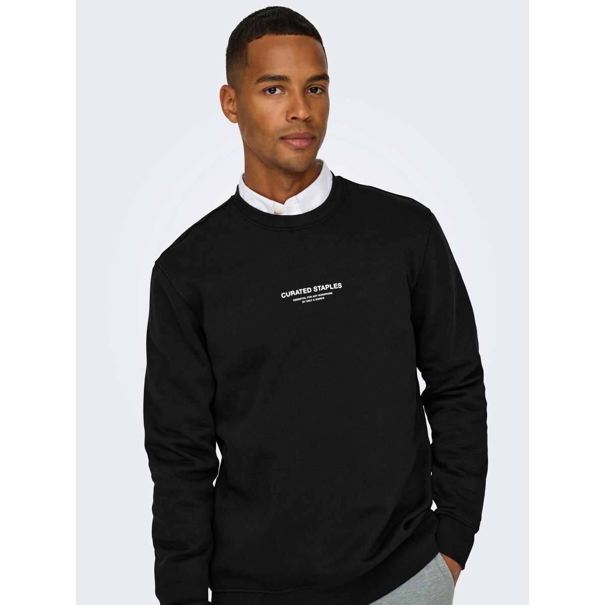 ONLY & SONS MEN΄S REGULAR FIT COTTON AUTHENTIC CREW NECK SWEAT 22030923 BLACK
