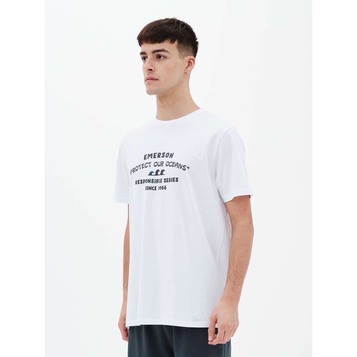 EMERSON MEN΄S REGULAR FIT COTTON ΄PROTECT OUR OCEANS΄ T-SHIRT 221.EM33.19-WHITE