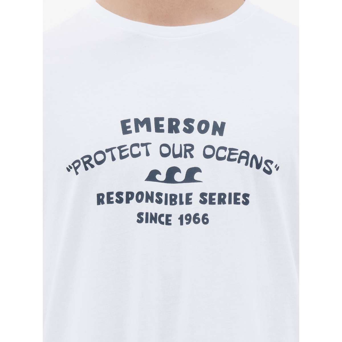 EMERSON MEN΄S REGULAR FIT COTTON ΄PROTECT OUR OCEANS΄ T-SHIRT 221.EM33.19-WHITE