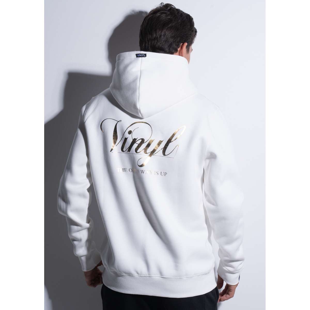 VINYL ART CLOTHING MEN΄S REGULAR FIT COTTON FOIL PRINT HOODIE WHITE