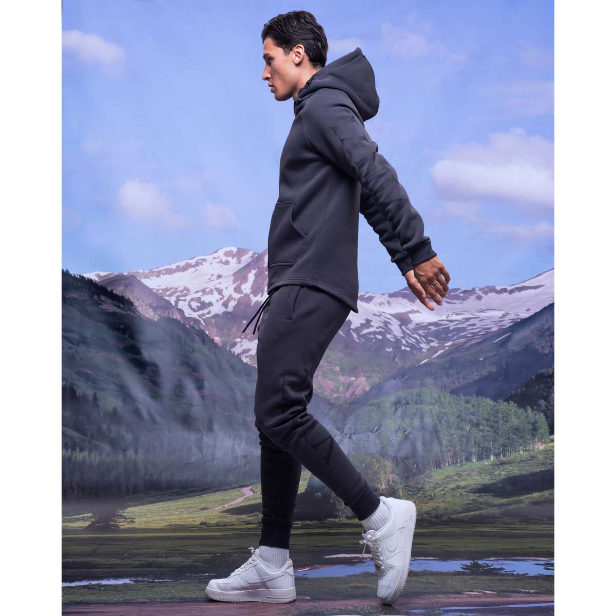 VINYL ART CLOTHING MEN΄S REGULAR FIT COTTON SIDE LOGO SWEATPANT GREY