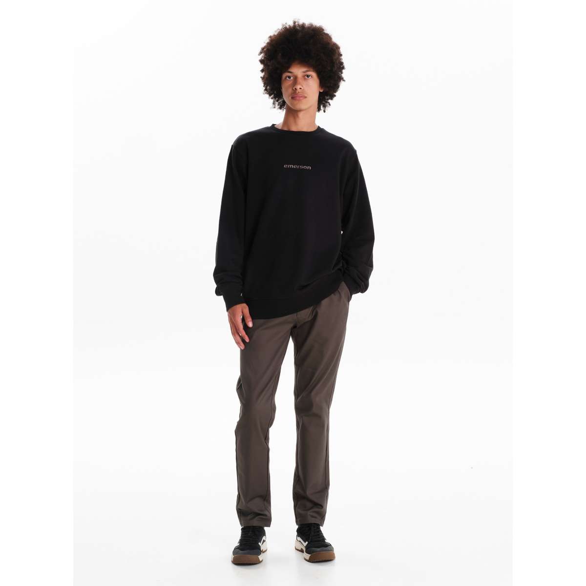 EMERSON MEN’S REGULAR FIT COTTON CLASSIC CREW NECK BLACK