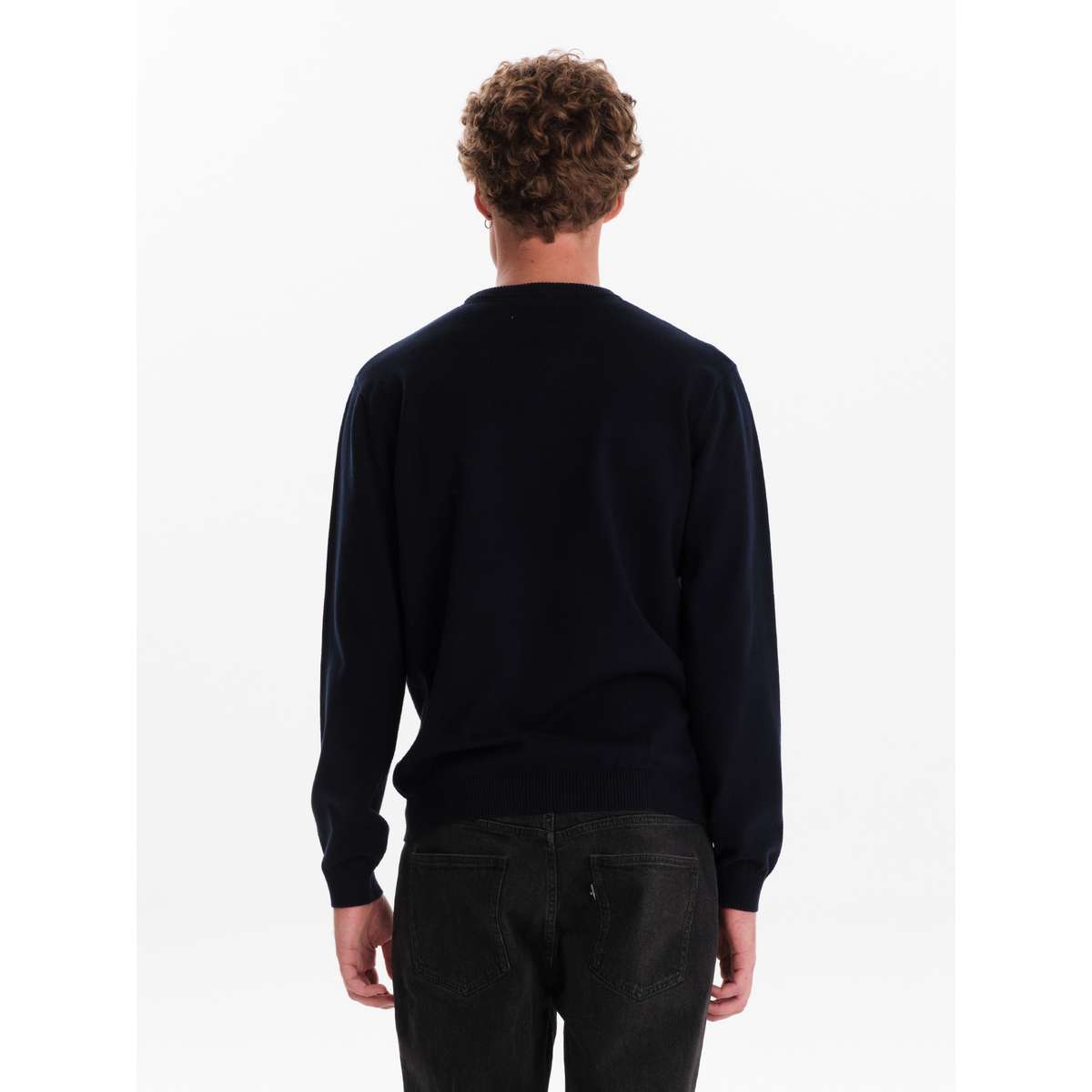 EMERSON MEN’S REGULAR FIT COTTON KNIT SWEATER 242.EM70.90 NAVY BLUE