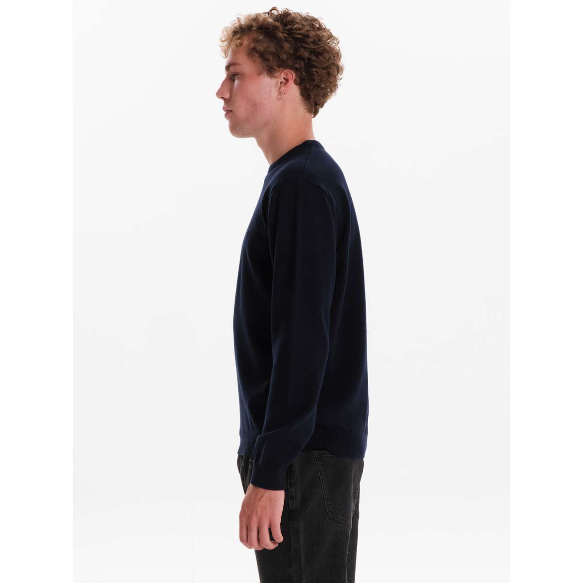 EMERSON MEN’S REGULAR FIT COTTON KNIT SWEATER 242.EM70.90 NAVY BLUE