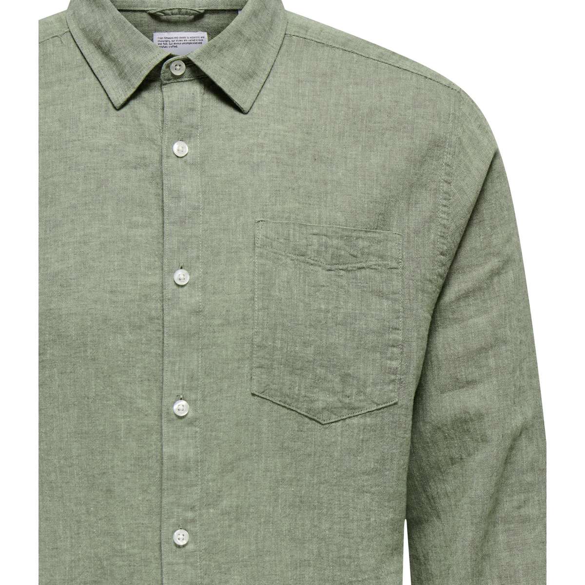 ONLY & SONS MEN΄S REGULAR FIT LINEN LONGSLEEVE SHIRT 1 POCKET 22031804 SWAMP GREEN - Πράσινο - L