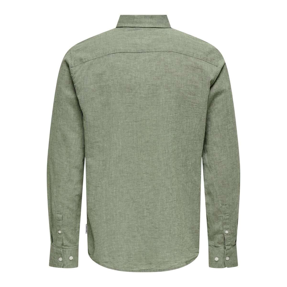 ONLY & SONS MEN΄S REGULAR FIT LINEN LONGSLEEVE SHIRT 1 POCKET 22031804 SWAMP GREEN - Πράσινο - L
