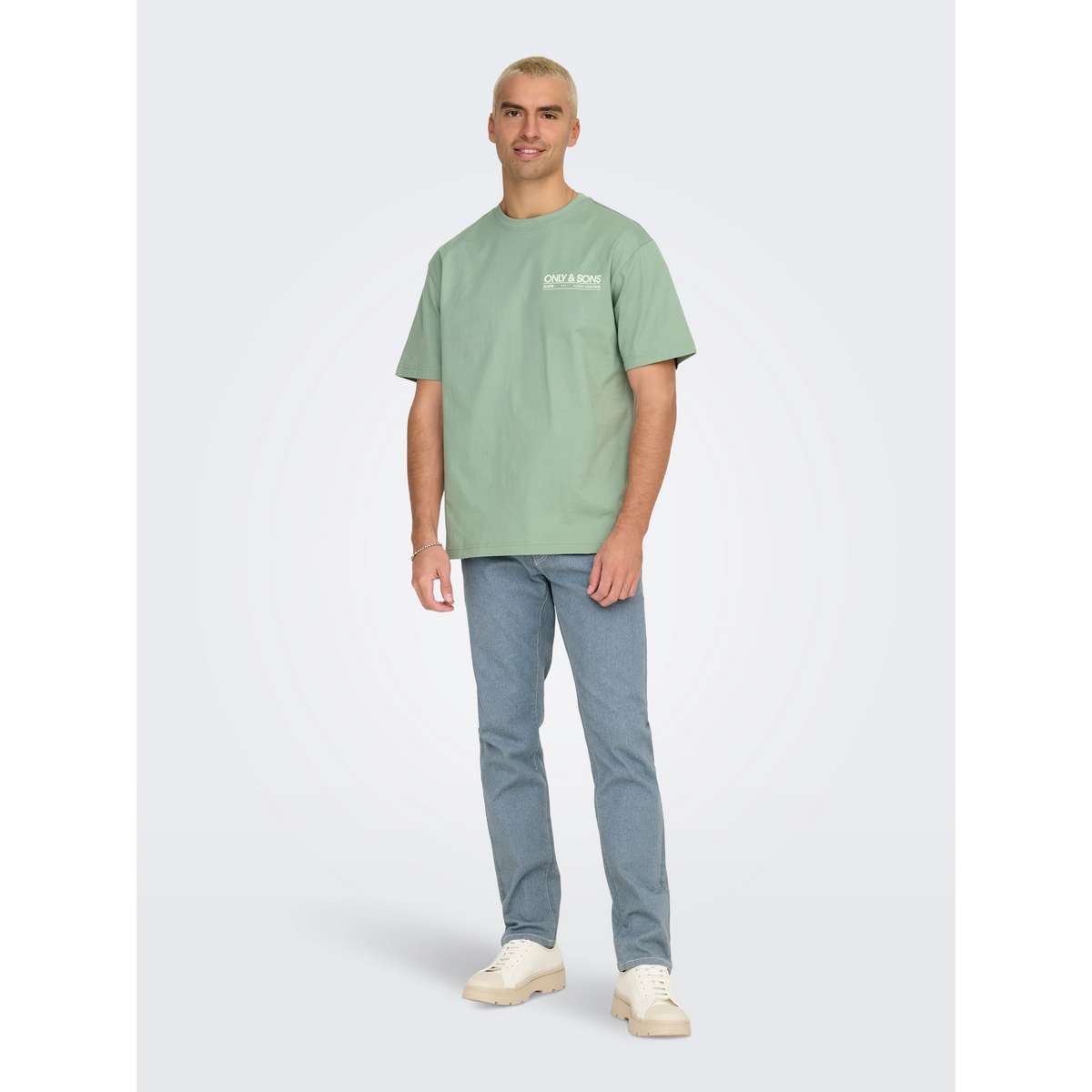 ONLY & SONS MEN΄S RELAXE FIT COTTON PRINT T-SHIRT 22033751 ICEBERG GREEN