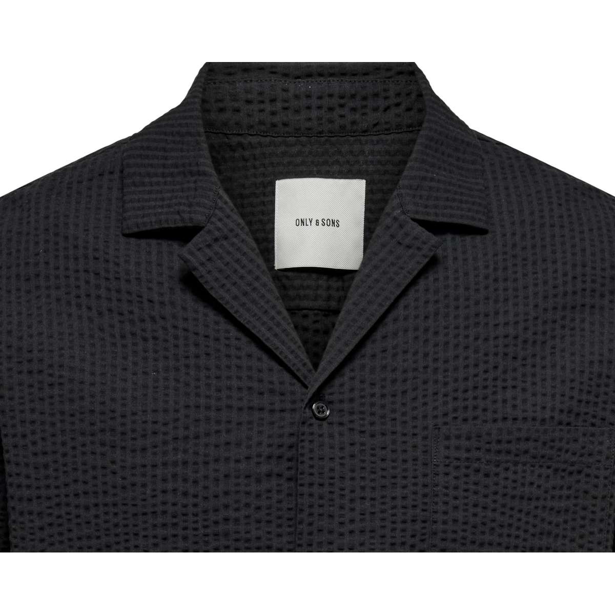 ONLY & SONS MEN΄S RELAXED FIT COTTON RESORT SEERS SHIRT 22030342 JET BLACK